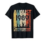 Vintage August 1989 Shirt 30 Year Old Tee 1989 Birthday Gift T-Shirt
