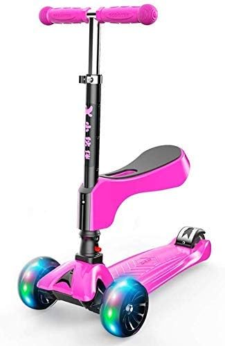 ミニスクーター折りたたみ子供スクーターアジャスタブル2イン1シート柔軟な運営バランス屋外ミニバランス車のおもちゃ Golden Flower 赤と3輪点滅 スポーツスクーター Color Pink