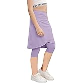 Haloumoning Girls Elastic Waist Knee Length Skirts with Leggings Kids Cute Active Golf Tennis Skorts 4-14 Years