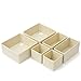 EZOWare Set of 6 Nursery Drawer Storage Folding Closet Dresser Office Organizer Basket Divider Bins for Bras, Socks, Underwear, Tie, Scarves, Gloves, Diaper, Toys, Brush, Accessories and More - Beige
