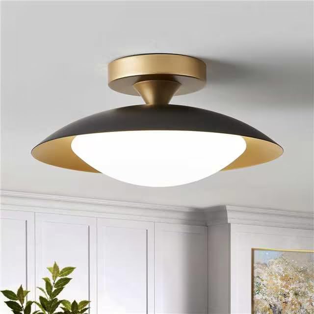 Photo 1 of Dimmable Mid Century Ceiling Light,Modern LED Black and Gold Semi Flush Mount Ceiling Light with Acrylic Shade,Ceiling for Hallway Entryway Bedroom Kitchen Light Fixture 2700K-6000K 5CCT 11.81 in