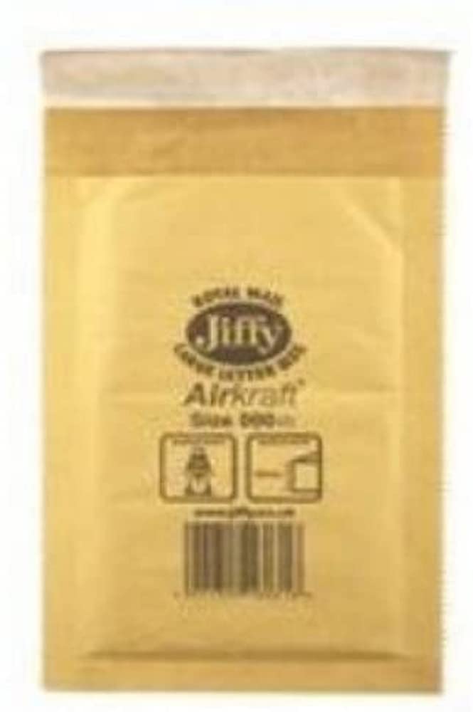 Jiffy JL-GO-000 90 x 145 mm Airkraft Lightweight A7 Postal Bag (Size 000), Gold, Box of 150