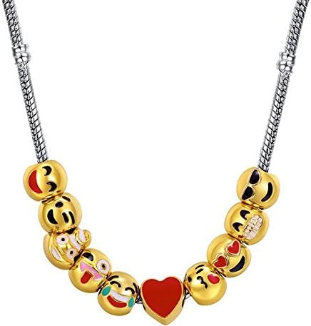 Glede Cute Golden Happy Smiling Face Necklace Emoji Expression Necklace (Style 3)