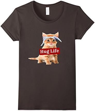 Womens Hug Life Kitty Tee Shirt T-Shirt Kitten Kitteh Cat Thug Gang XL Asphalt