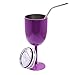 Amzwt Stainless Steel Double Walled Wine Glasses Unbroken Insulated Goblet with Lid and Stainless Steel Straw(10oz Purple)