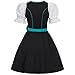Gaudi-leathers Women's Set-3 Dirndl Pieces Embroidery Froschmaul Black/Blue 38