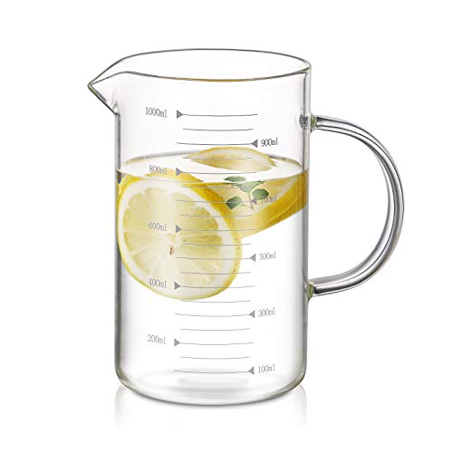 Measuring Glass Beaker With Handle Oneisall 1000ml 33oz Graduated Beaker Glass Cup With Measurement For Milk Juice Beer Coffee Pricepulse