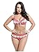 Leories Women's Push up Beachwear Retro Print Patterns Bikini Bathing Suit