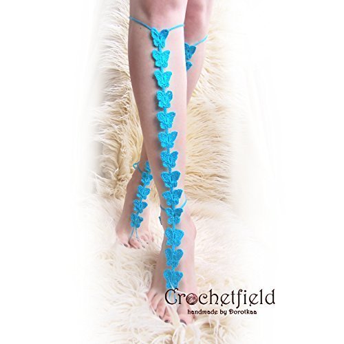 Amazon Com Glamour Butterflies Crochet Anklet Barefoot Sandals