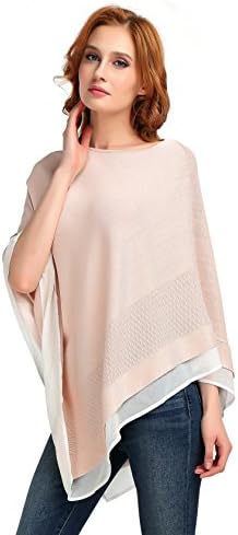 YTUIEKY Women's Sweaters, Poncho Sweater Womens Solid Knit Short Asymmetric Wrap Knitted Poncho Pullovers Sweater