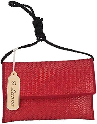 Straw Krajood Clutch Bag Rattan Purse Woven Women Cross Shoulder Handmade Brown Nature New Handcraft