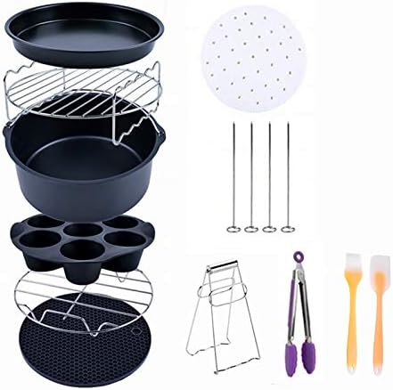 WarmHut 11-Piece Air Fryer Accessories Kit 7 Inch with 60Pcs Non-Stick Air Fryer Parchment Liners, Compatible with Ninja Power Phillips Gowise, Fit all 3.2QT - 5.8QT