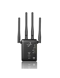 VICTONY   Repetidor WiFi de 1200 Mbps con antenas externas, amplificador de rango WiFi 2,4 G y 5 G de señal de red inalámbrica
