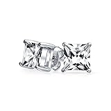 Bling Jewelry Square CZ Princess Cut Stud Earrings 925 Sterling Silver