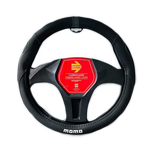 SET 3 PIÈCES 1 HOUSSE DE VOLANT MOMO + 2 COUVRE CEINTURE MOMO NOIR/GRIS