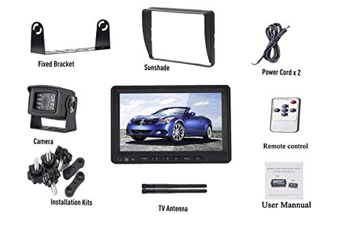 Honboom Wireless Backup Camera & 7" HD Monitor System - Wireless IR Night Vision IP69 Waterproof Reversing Back Camera & 7'' Wireless HD Monitor for Truck, Heavy Box Truck, Trailer, Bus, Motorhome.