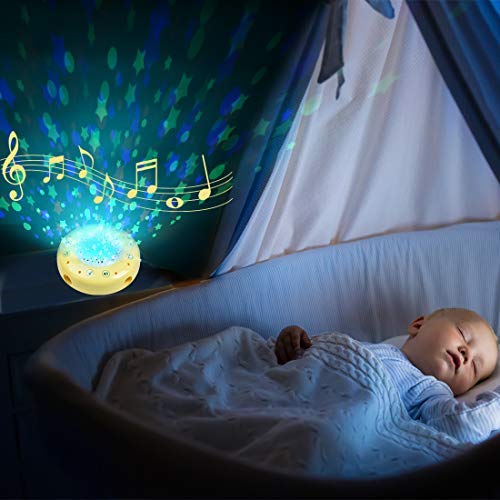 FORSTART Kick and Play Piano Play Gym Night Moon Stars Light Projector Large Activity Play Mat Newborn for Baby 1-18 Month Sit Lay Down Infant Tummy Time Sensory Development Educational Playtime - Thumbnail 6