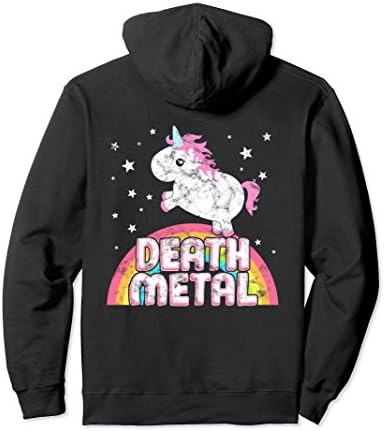 Unisex Funny Unicorn Death Metal Festival Hoodie 2XL Black