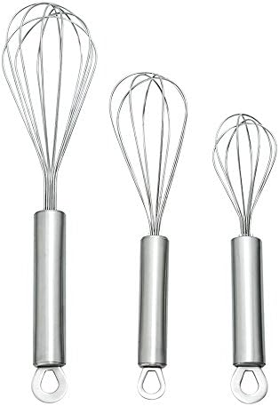 TAFOND Stainless Steel Balloon Wire Whisk Egg Beater Milk Blender for Blending, Whisking, Beating &amp; Stirring Set of 3 8"/10"/12"