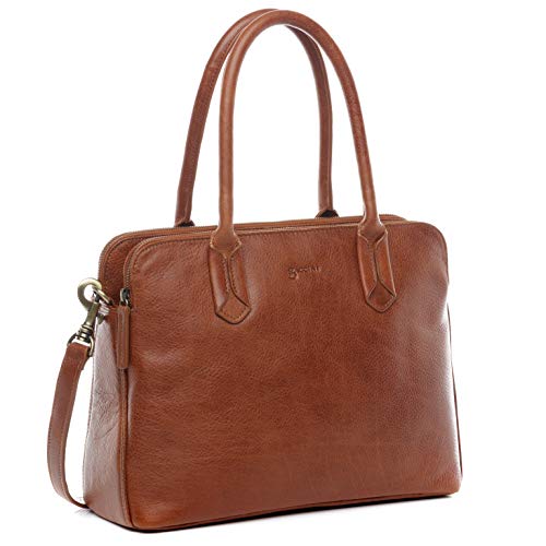 BACCINI Laptop Bag Rosaria Medium Business Bag Real Leather 13" Laptop Cross-Body Office Bag Leather Bag Women´s Bag Light-tan