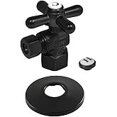 Kingston Brass CC43100XK 1/2" FIP x 3/8" OD Comp Quarter-Turn Angle Stop Valve with Flange, Matte Black