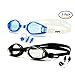 Adult Swim Goggles by POPO - Anti Fog UV Protection with Free Goggle Case, Nose Clip, Ear Plugs - Silicone Strap with Adjustable Clips - Professional Racing Goggles for Triathlon, Men, Women, Youth