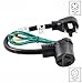 AC WORKS 30 Amp 4-Prong Dryer Wall Outlet Adapter (To 3-Prong 30A Dryer Plug)