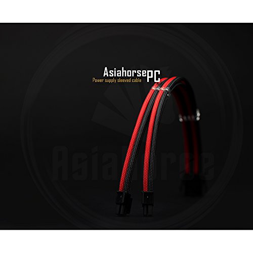 Asiahorse Customization Mod Sleeve Extension Power Supply Cable Kit 18AWG ATX/EPS/8-pin PCI-E/6-pin PCI-E (RED Mix)