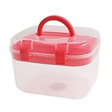 uxcell Plastic Household Multi-functional Medicine Pill First Aid Case Red