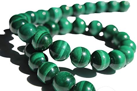 Malachite 10mm, Natural, Energy Gemstone | Healing Power for Jewelry Making | Loose Beads | 1strand 15.5 inch (36-40 Beads) | Well Polished Round | Oxxysaon
