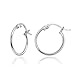 Silver Hoop Earrings .925 Sterling 15mm High Polished Round Thin Click-Top Small Hoop Earring for Men