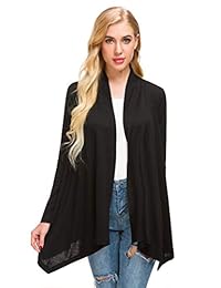 Sinono Mujeres Casual Open Front Ligero Basic Manga Larga Suave Drape Cardigan