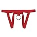 YiZYiF Men's Bandage Open Pouch G-string with Enhancing Strap (Metal Ring Red)