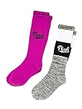 Victoria's Secret PINK Knee High Socks 2 Pairs Electric Orchid and Grey Marled