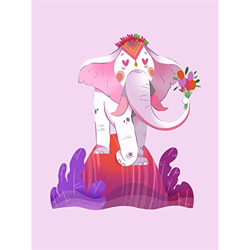 Wee Blue Coo Elephant Flowers Canvas Wall Art Print