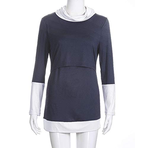 Londony ♥‿♥ Clearance Clothing 815,Women Colorblock Maternity Nursing Wrap Top Long Sleeve Double Layer Cap Blouse