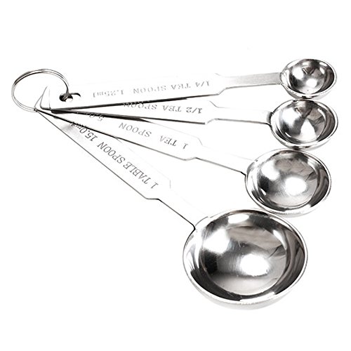 Taloyer Stainless Steel Measuring Spoons - Set of 4 Accurate Spoons for Dry and Liquid Ingredients