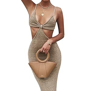 Yishengp Vrouwen Sexy Gebreide Uitgesneden Spaghetti Strap Halter Lange Jurken Y2k Backless Maxi Jurk Club Party Bodycon…