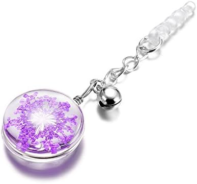VaporMao Handmade Real Flower Anti Dust Plug/ Ear Cap / Cell Phone Charms For iPhone, iPad, iPod, Samusung and Other 3.5mm Ear Jack, Purple