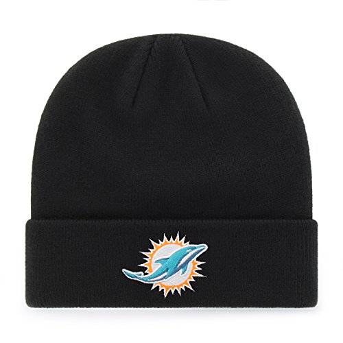 OTS NFL Miami Dolphins Raised Cuff Knit Cap, Black, One Size