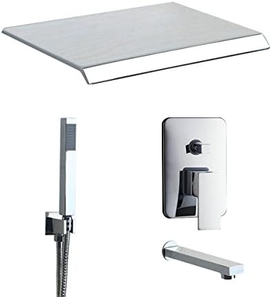 Chrome Waterfall Bathroom Wall Mounted Faucet With Hand Shower Mixer Tap Set