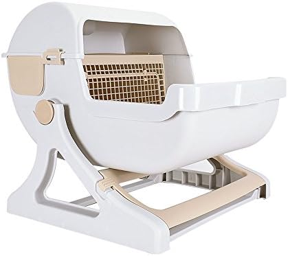 Do4U Semi Automatic Quick Cleaning Cat Litter Box, Luxury Cat Toilet Awesome Design Cat Supplies(White/Brown)