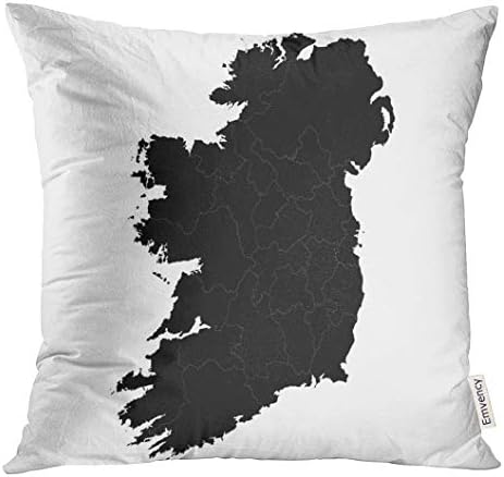 VANMI Throw Pillow Cover Black Drawing Map Ireland Country on White Outline Shape Decorative Pillow Case Home Decor Square 20x20 Inches Pillowcase