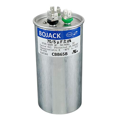 BOJACK 70+5uF 70/5MFD ±5% 370V/440V CBB65 Dual Run Circular Start Capacitor for AC Motor Run or Fan Start or Condenser Straight Cool or Heat Pump air Conditioner: Industrial & Scientific