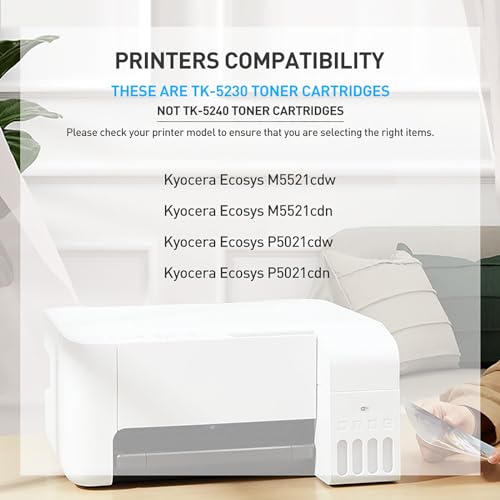 BAISINE 5-Pack Compatible Kyocera Ecosys M5521cdw for TK-5230 TK5230 Toner Cartridge TK-5230K TK-5230C TK-5230Y TK-5230M Toner for Ecosys M5521cdn M5521cdw P5021cdn P5021cdn P55 021cdW
