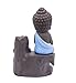 IN-001Blue The Little Monk Waterfall Backflow Homemade Buddha Incense Burner Tower Cones Sticks Holder Ash Catcher