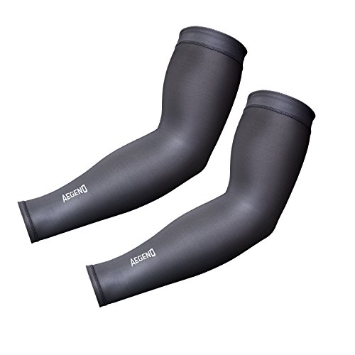Arm Sleeves Medium Grey Aegend Cool Arm Sleeves UV Protection for Men Women Youth Arm Warmers for Cycling Golf Baseball Basketball Tattoo Cover Elbow Sleeves