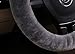 MLOVESIE Fluffy Wool Car Steering Wheel Cover Genuine Sheepskin Steering Wheels Interior Accessories for Women Anti-Slip Universal for 15 inch (Gray)