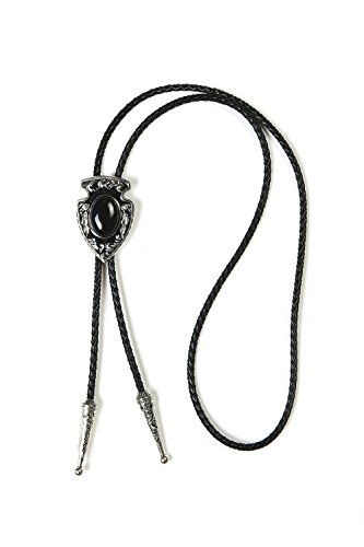 Western Black Bolo Tie for Men and Women,Native American Leather Bolo Tie String