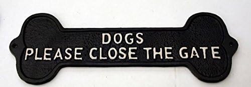 Ascalon Sign/Plaque ~ Metal/Cast Iron ~ DOGS, PLEASE CLOSE THE GATE, Multicolor, 3 * 11 cm